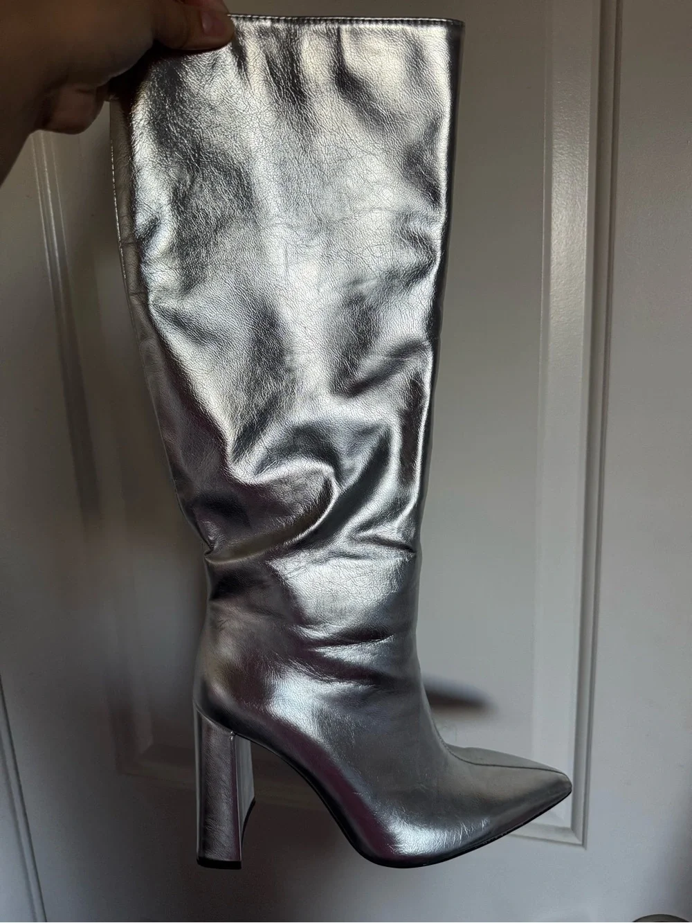 Zara boots metallic silver